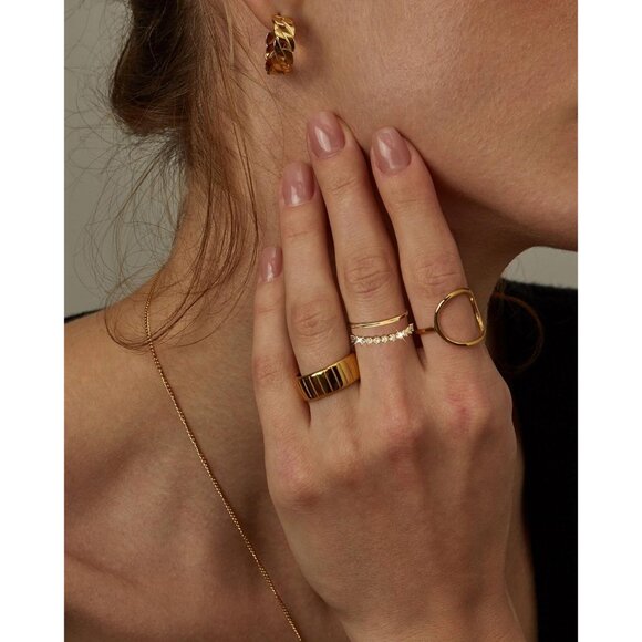 Dainty 3Pcs Stackable Thin Ring Non Tarnish - Trendy 14K Gold Plated CZ Rings Se - Picture 9 of 9